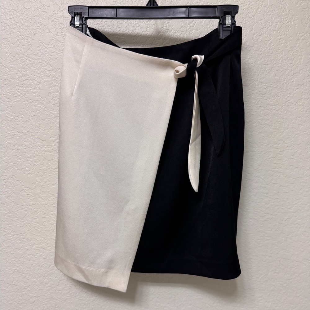 NWOT REVOLVE Kimberly Taylor Black & White Wrap Satin Mini Skirt Size XS